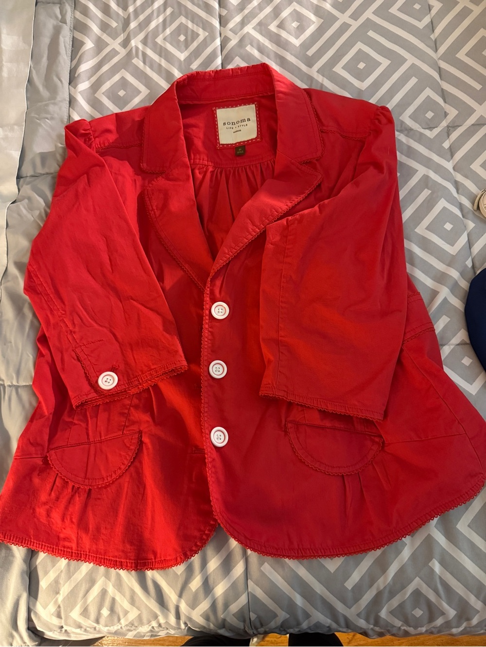 Sonoma Bright Red Women’s Button-Front Blazer